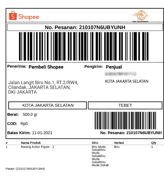 Bukti Pengiriman di Shopee
