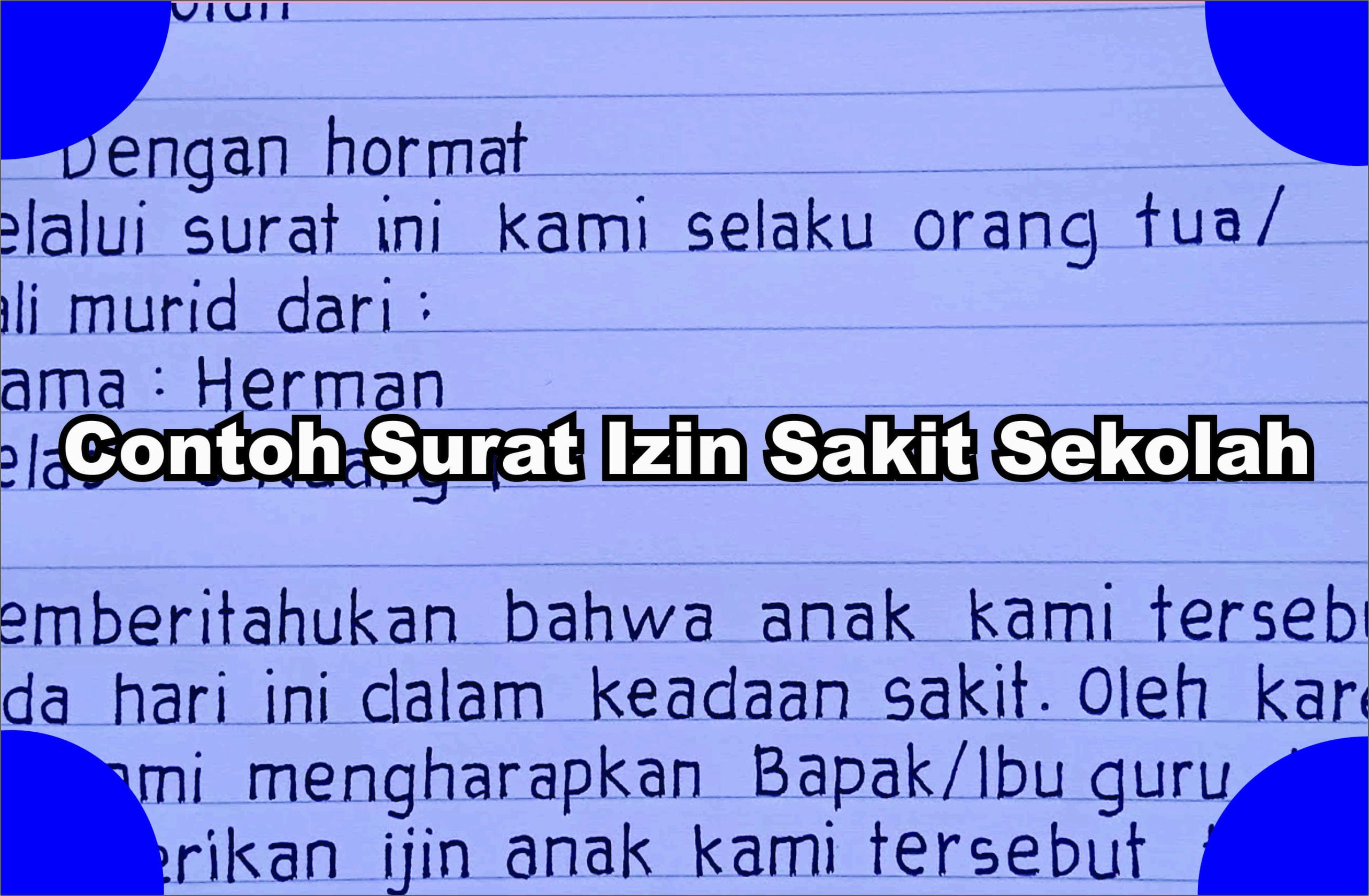 Berikut Contoh Surat Izin Sakit Sekolah Karena Sakit