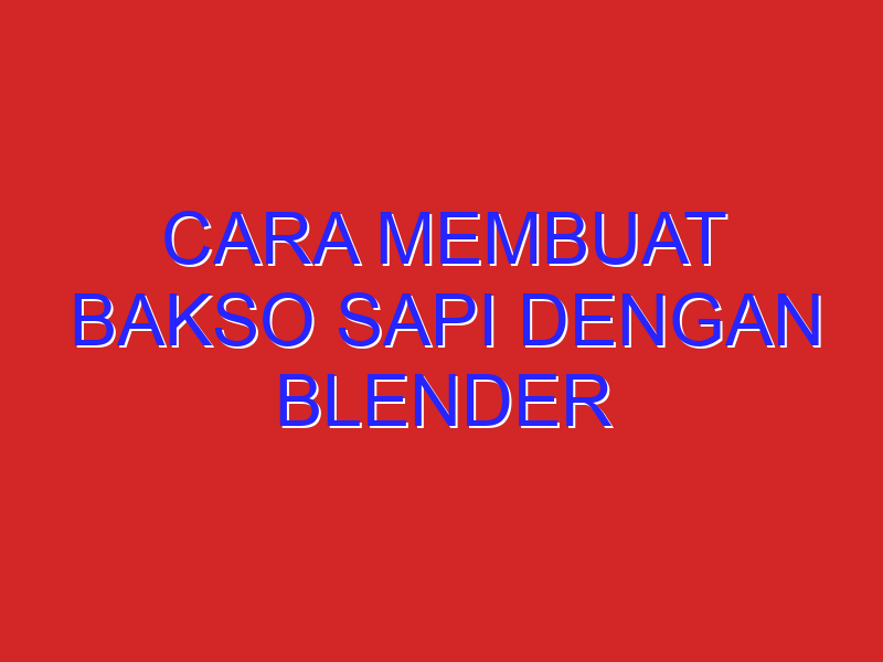 cara membuat bakso sapi dengan blender cara membuat bakso sapi dengan blender