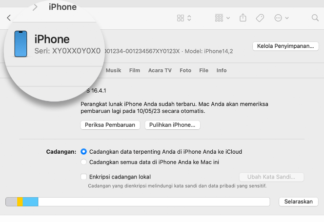 Mengecek Nomor iPhone dengan Finder