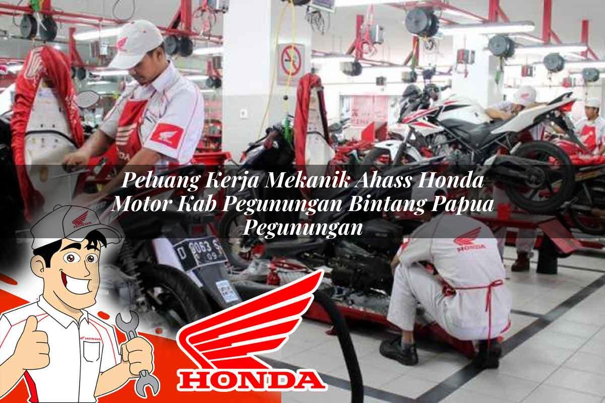 Peluang Kerja Mekanik Ahass Honda Motor Kab. Pegunungan Bintang, Papua Pegunungan Tahun 2025